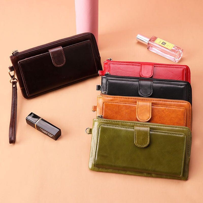 Kobiety Z Prawdziwej Skóry Multi-card Slots Phone Bag Money Clip Wallet