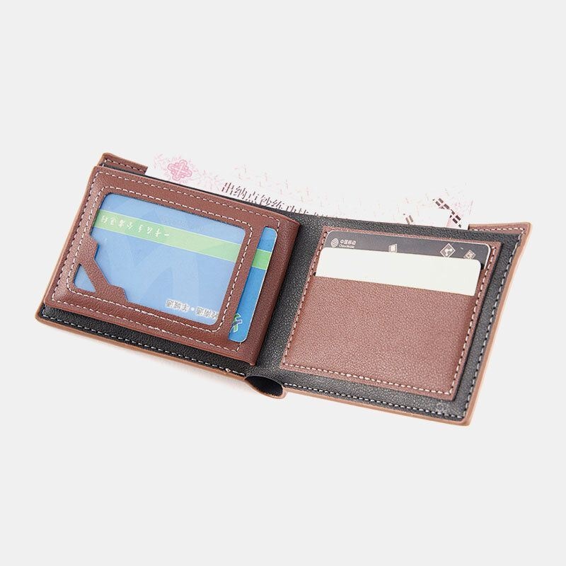 Men Bifold Krótki Portfel Antymagnetyczny Vintage Multi-card Slots Card Holder Money Clip