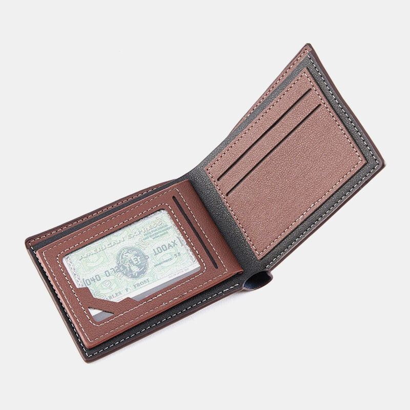 Men Bifold Krótki Portfel Antymagnetyczny Vintage Multi-card Slots Card Holder Money Clip