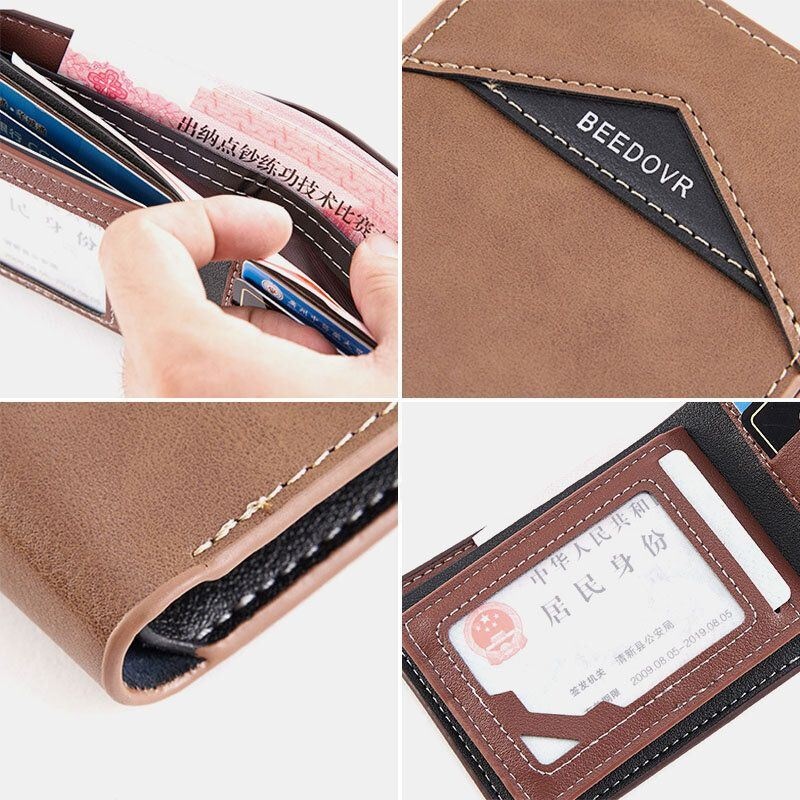 Men Bifold Krótki Portfel Antymagnetyczny Vintage Multi-card Slots Card Holder Money Clip