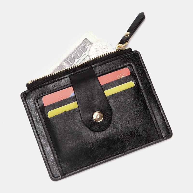 Men Faux Leather Casual Solid Color Multi-slots Short Wallet Purse