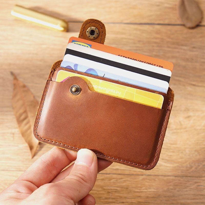 Men Genuine Leather Vintage Multi-card Slots Bus Card Holder Mini Small Wallet