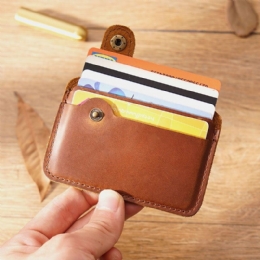 Men Genuine Leather Vintage Multi-card Slots Bus Card Holder Mini Small Wallet