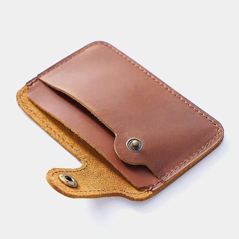 Men Genuine Leather Vintage Multi-card Slots Bus Card Holder Mini Small Wallet