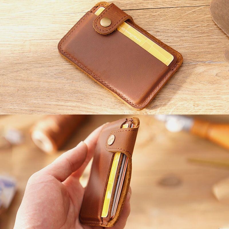 Men Genuine Leather Vintage Multi-card Slots Bus Card Holder Mini Small Wallet