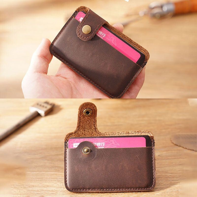 Men Genuine Leather Vintage Multi-card Slots Bus Card Holder Mini Small Wallet