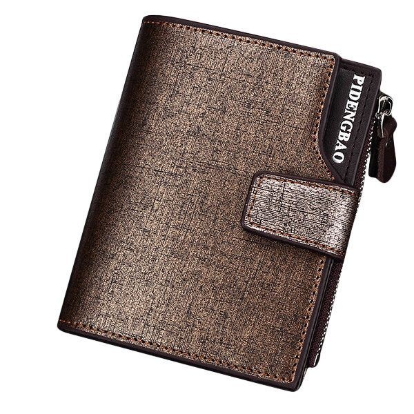 Men Pu Leather Casual Wallet Hasp Zipper Credit Card Holder Coin Bag