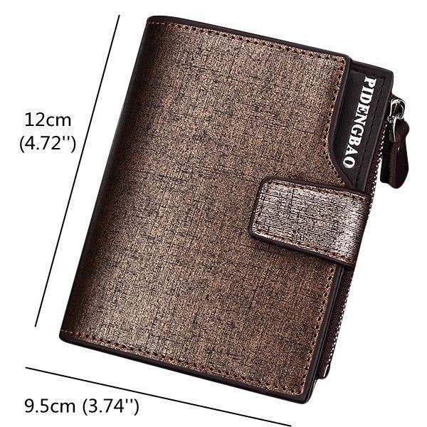 Men Pu Leather Casual Wallet Hasp Zipper Credit Card Holder Coin Bag