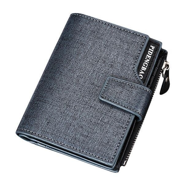 Men Pu Leather Casual Wallet Hasp Zipper Credit Card Holder Coin Bag