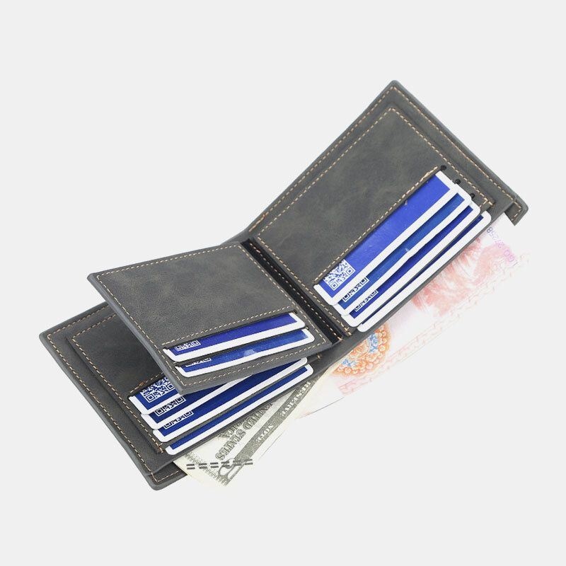 Men Pu Leather Multi-card Slot Casual Cienki Portfel Z Klipsem Na Pieniądze