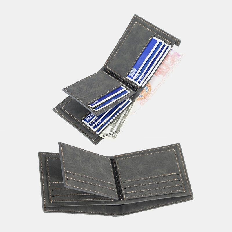 Men Pu Leather Multi-card Slot Casual Cienki Portfel Z Klipsem Na Pieniądze