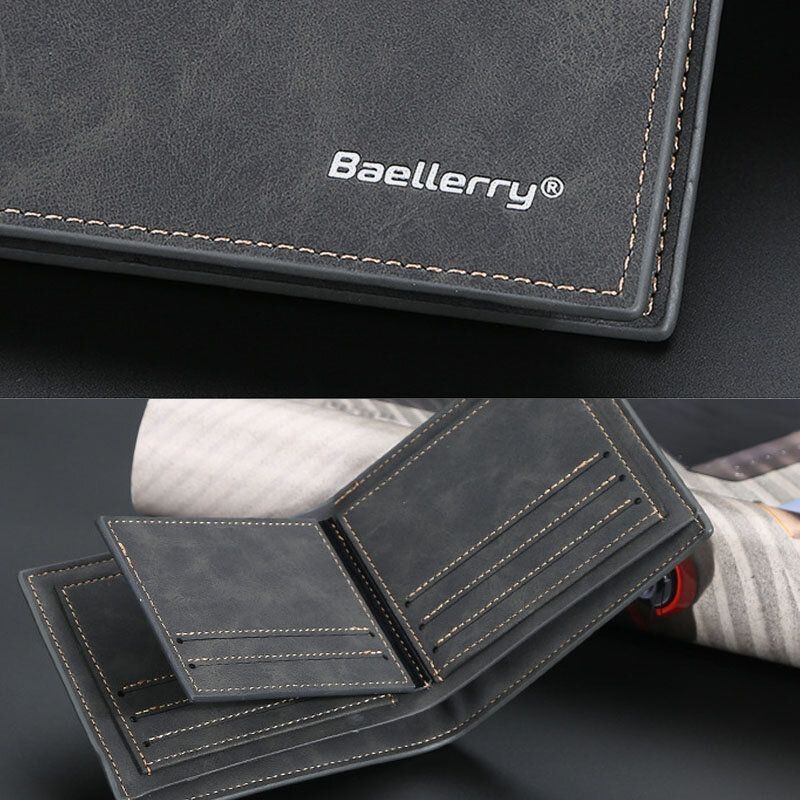 Men Pu Leather Multi-card Slot Casual Cienki Portfel Z Klipsem Na Pieniądze