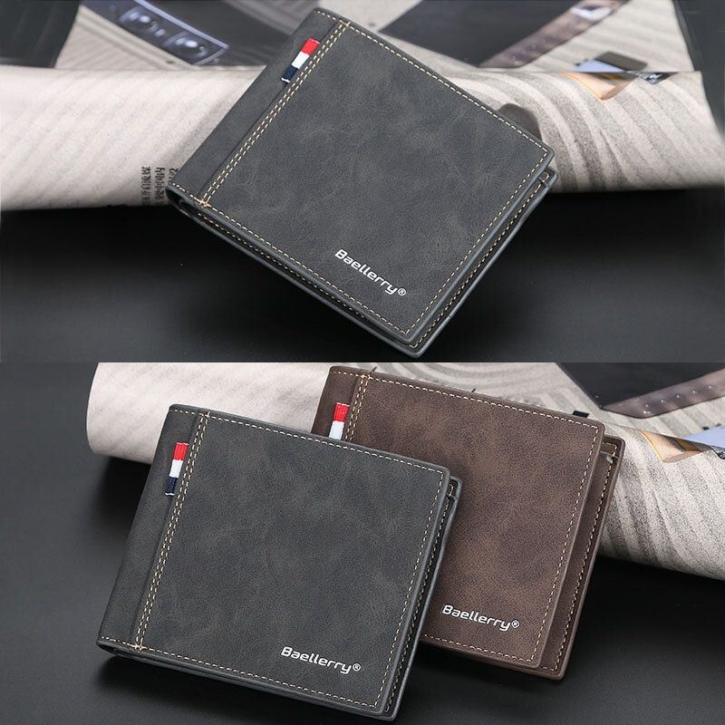 Men Pu Leather Multi-card Slot Casual Cienki Portfel Z Klipsem Na Pieniądze