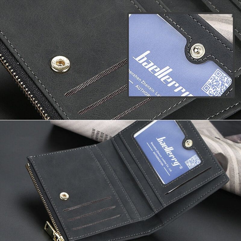 Men Pu Leather Multi-card Slot Casual Cienki Portfel Z Klipsem Na Pieniądze