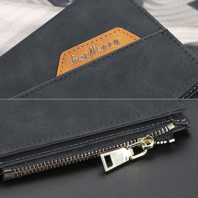 Men Pu Leather Multi-card Slot Casual Cienki Portfel Z Klipsem Na Pieniądze