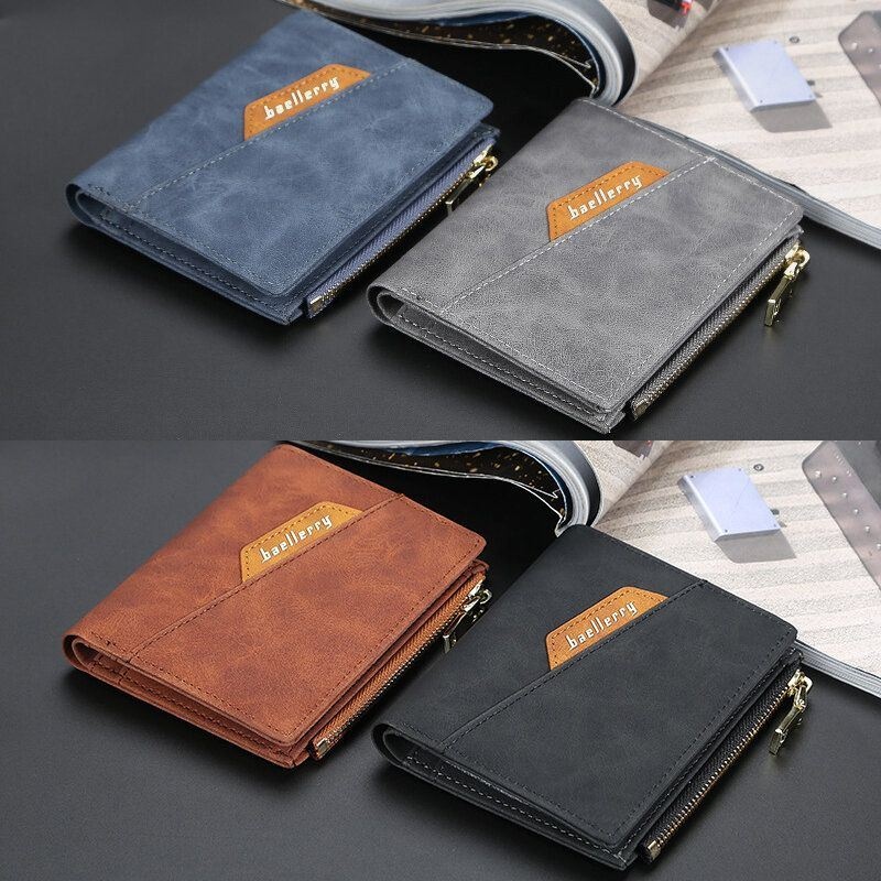 Men Pu Leather Multi-card Slot Casual Cienki Portfel Z Klipsem Na Pieniądze