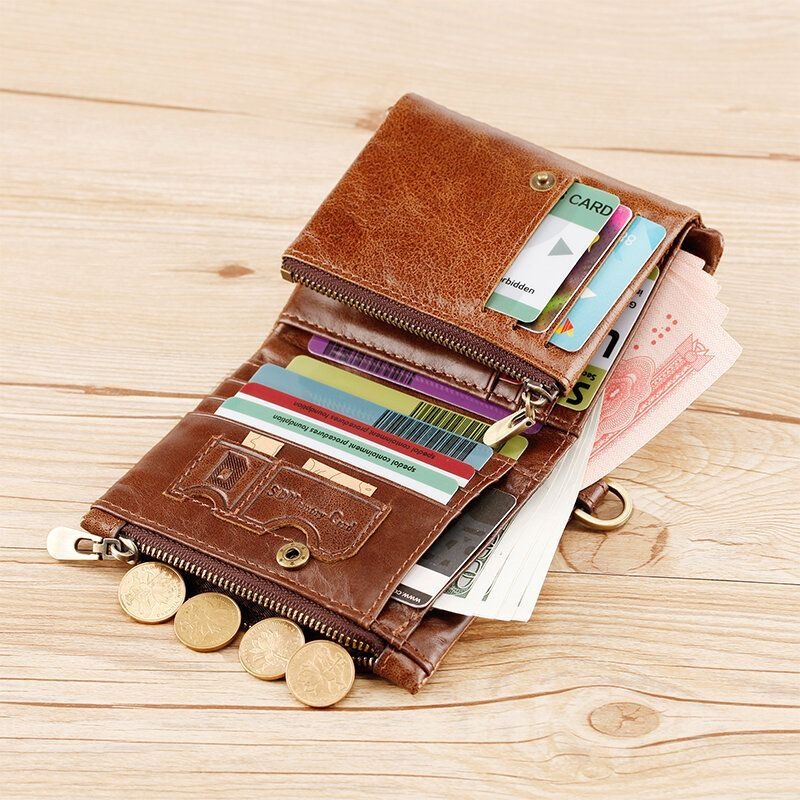 Men Trifold Short Wielofunkcyjne Pionowe Portfele Blokujące Multi-card Slot Holder Minimalistyczna Portmonetka