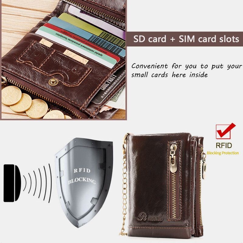 Men Trifold Short Wielofunkcyjne Pionowe Portfele Blokujące Multi-card Slot Holder Minimalistyczna Portmonetka