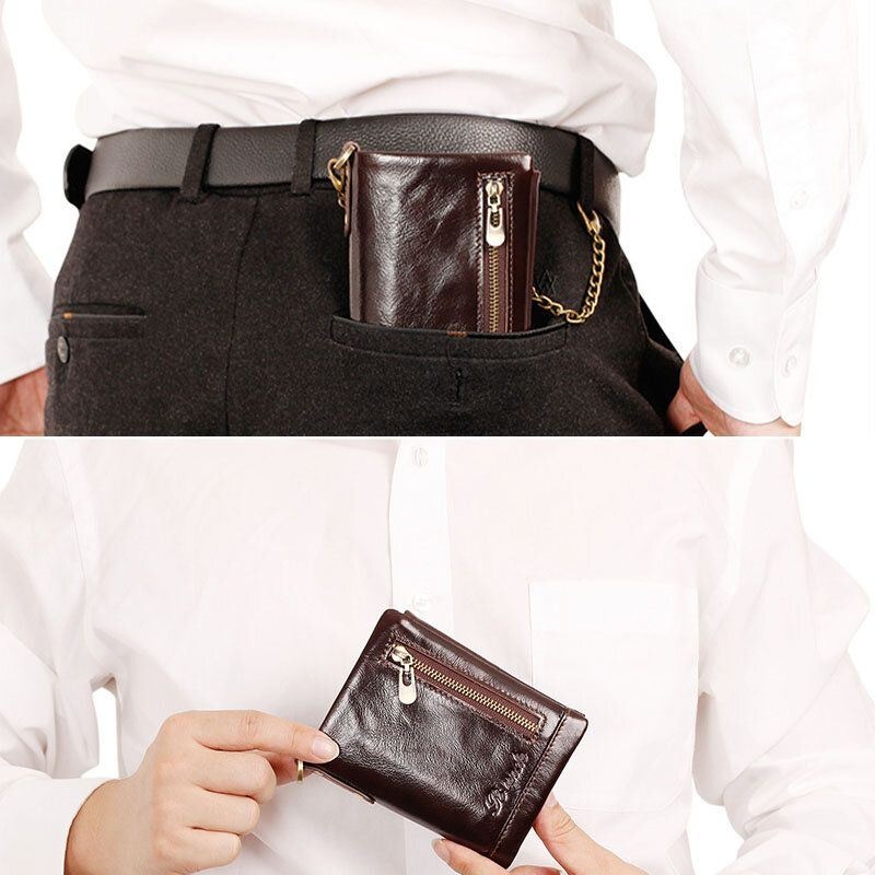 Men Trifold Short Wielofunkcyjne Pionowe Portfele Blokujące Multi-card Slot Holder Minimalistyczna Portmonetka