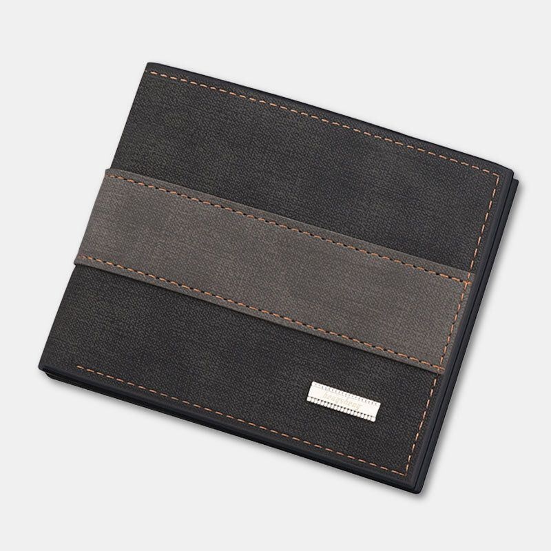 Men Vintage Faux Leather Multi-slots Card Case Bifold Dopasowany Kolorystycznie Krótka Torebka Portfelowa