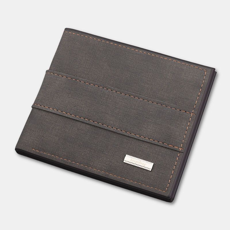 Men Vintage Faux Leather Multi-slots Card Case Bifold Dopasowany Kolorystycznie Krótka Torebka Portfelowa