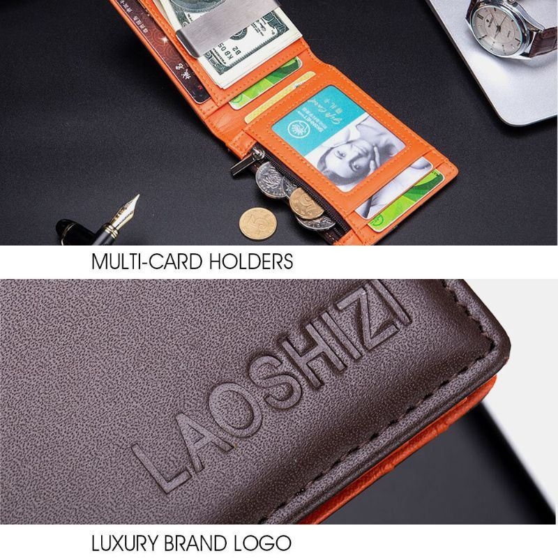 Mężczyźni Bifold Skórzane Portfele Anti-theft Szczotka Posiadacz Karty Multi-card Slot Portmonetka Portfele Skóry Wołowej