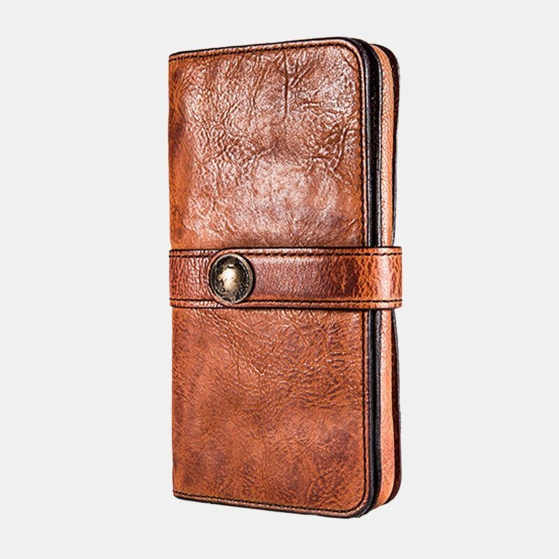 Mężczyźni Długi Bifold Multi-card Slot Card Holder Vintage Pu Skóra 6.5-calowa Torba Na Telefon Portfel Na Pieniądze