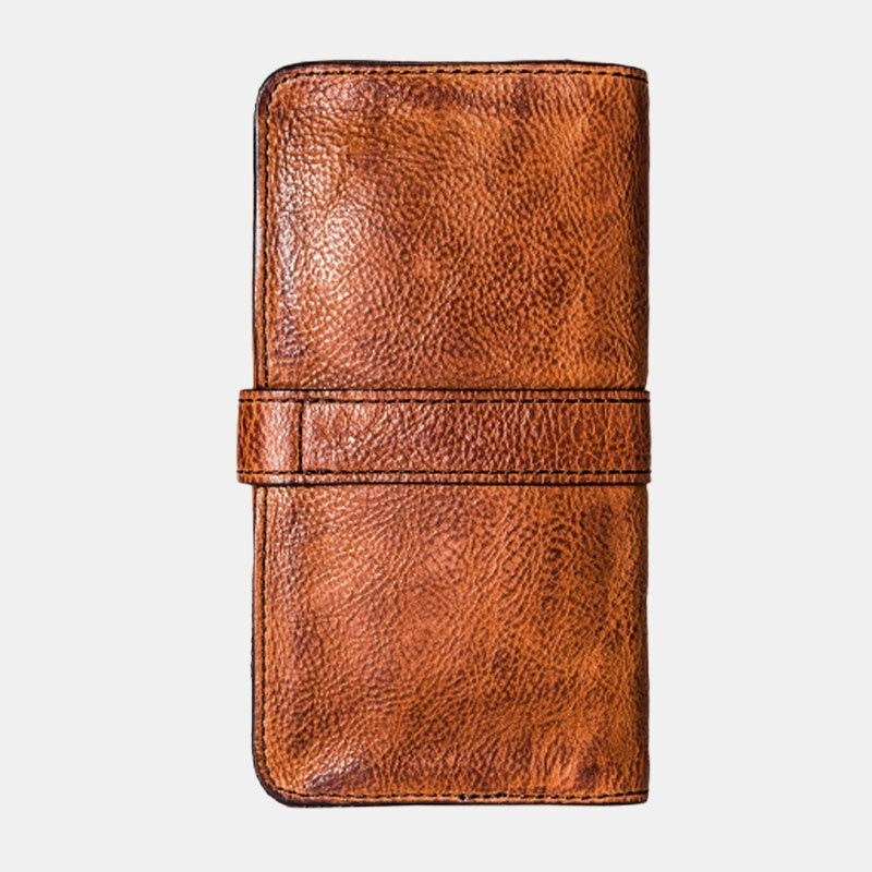 Mężczyźni Długi Bifold Multi-card Slot Card Holder Vintage Pu Skóra 6.5-calowa Torba Na Telefon Portfel Na Pieniądze