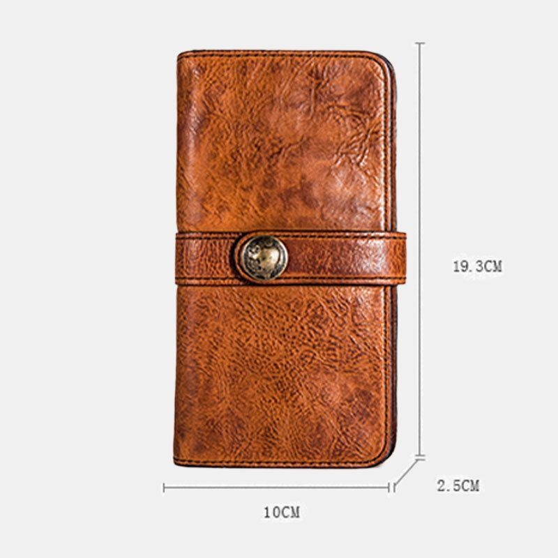 Mężczyźni Długi Bifold Multi-card Slot Card Holder Vintage Pu Skóra 6.5-calowa Torba Na Telefon Portfel Na Pieniądze