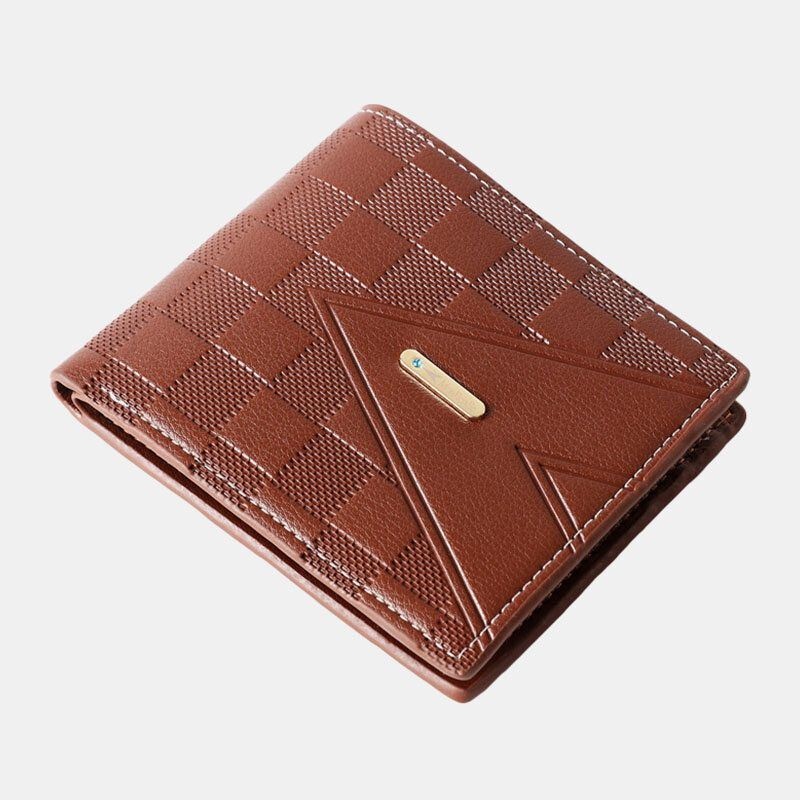 Mężczyźni Faux Leather Business Retro Solid Color Lychee Pattern Wytłaczany Portfel Z Wieloma Gniazdami