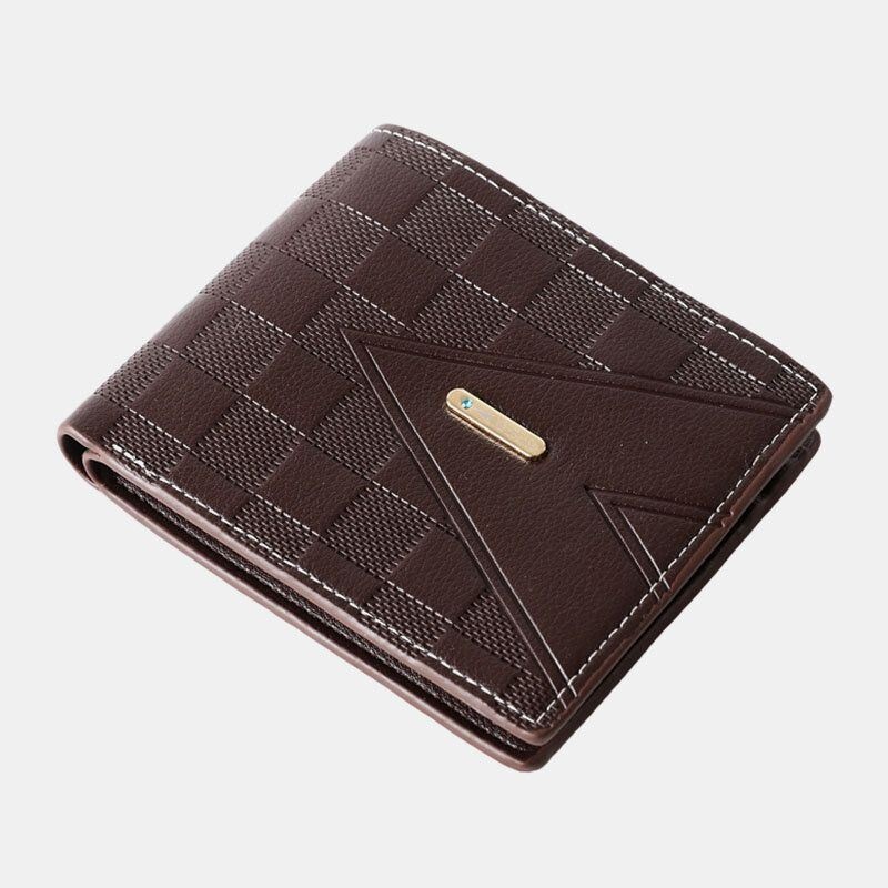 Mężczyźni Faux Leather Business Retro Solid Color Lychee Pattern Wytłaczany Portfel Z Wieloma Gniazdami