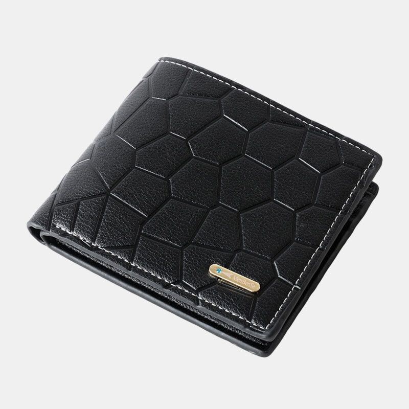 Mężczyźni Faux Leather Business Retro Solid Color Lychee Pattern Wytłaczany Portfel Z Wieloma Gniazdami