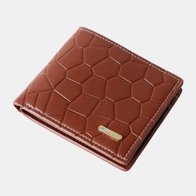 Mężczyźni Faux Leather Business Retro Solid Color Lychee Pattern Wytłaczany Portfel Z Wieloma Gniazdami