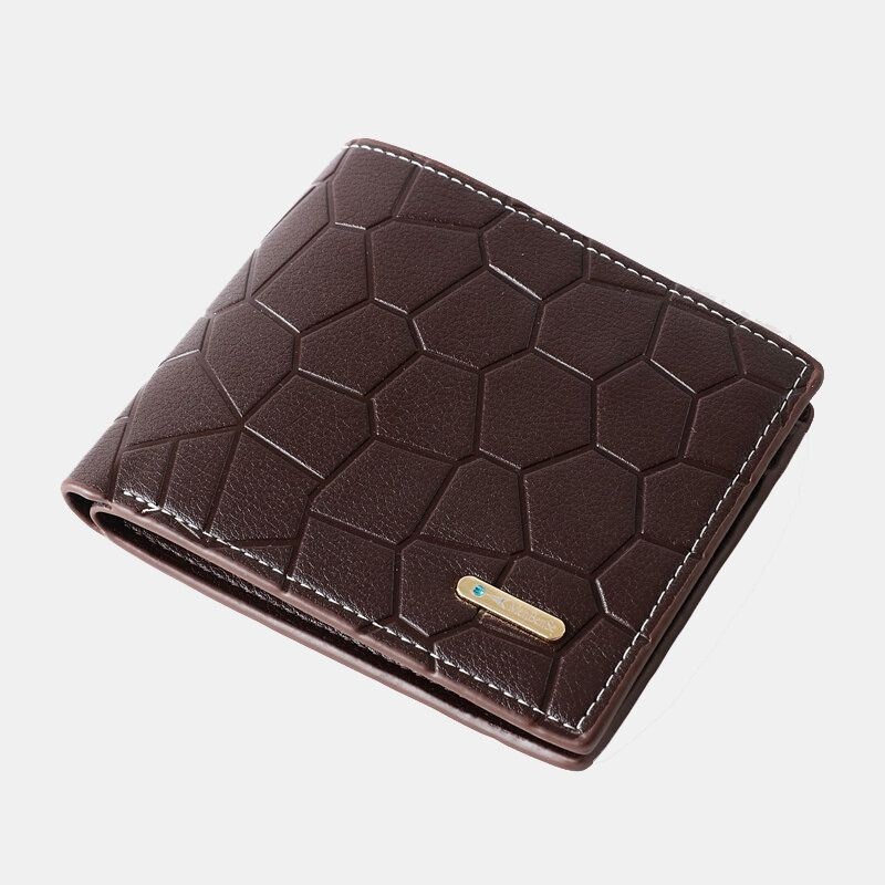 Mężczyźni Faux Leather Business Retro Solid Color Lychee Pattern Wytłaczany Portfel Z Wieloma Gniazdami