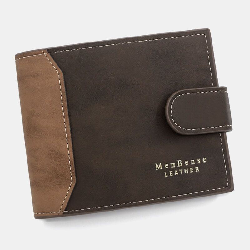 Mężczyźni Faux Leather Dopasowanie Kolorów Wielokartkowy Krótki Portfel Fashion Hasp Bifold Money Klip Portmonetka