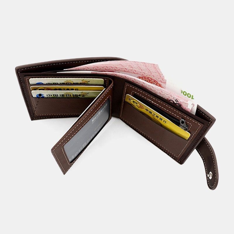 Mężczyźni Faux Leather Dopasowanie Kolorów Wielokartkowy Krótki Portfel Fashion Hasp Bifold Money Klip Portmonetka