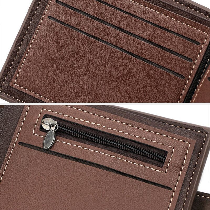 Mężczyźni Faux Leather Dopasowanie Kolorów Wielokartkowy Krótki Portfel Fashion Hasp Bifold Money Klip Portmonetka