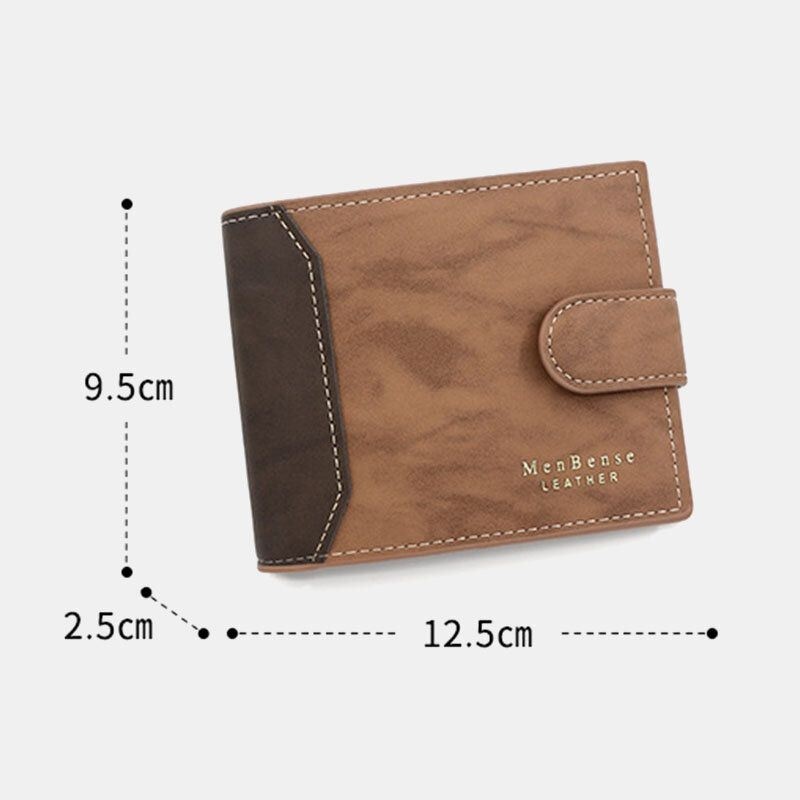 Mężczyźni Faux Leather Dopasowanie Kolorów Wielokartkowy Krótki Portfel Fashion Hasp Bifold Money Klip Portmonetka