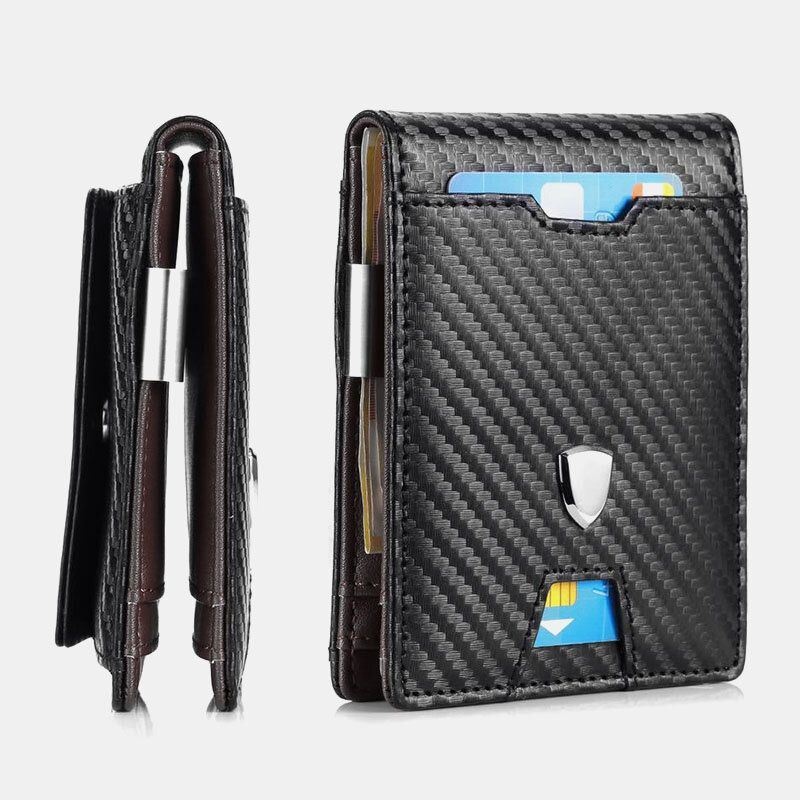 Mężczyźni Faux Leather Retro Business Anti-theft Multi-slot Posiadacz Karty Portfel Klip Na Pieniądze