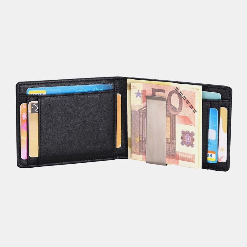 Mężczyźni Faux Leather Retro Business Anti-theft Multi-slot Posiadacz Karty Portfel Klip Na Pieniądze