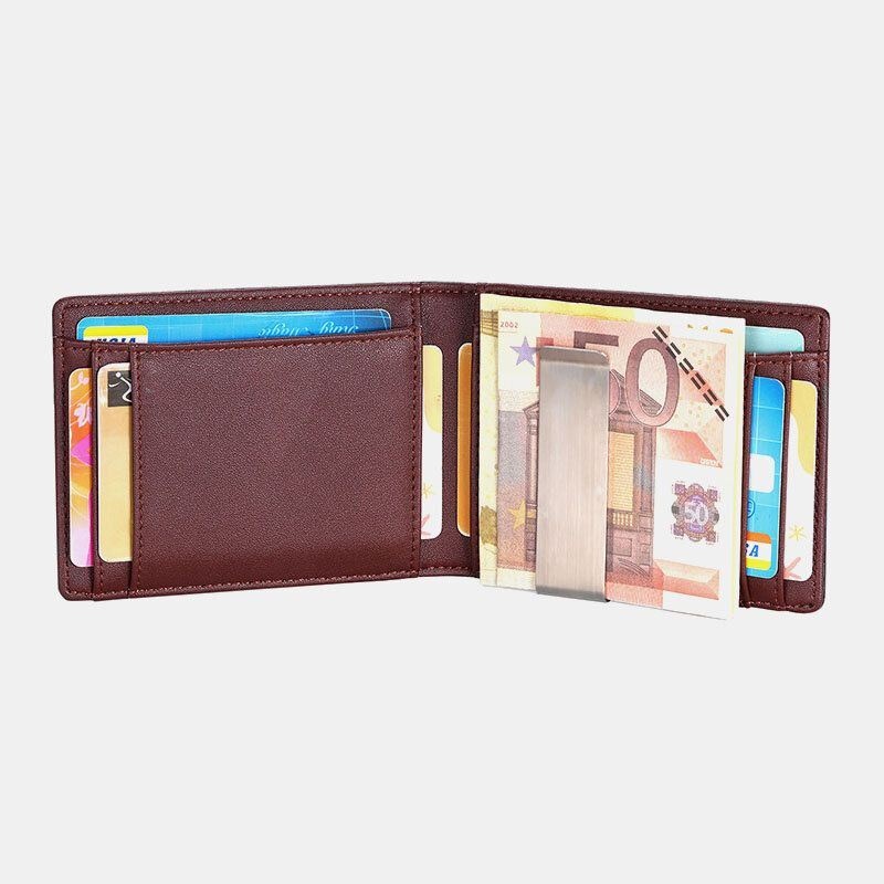 Mężczyźni Faux Leather Retro Business Anti-theft Multi-slot Posiadacz Karty Portfel Klip Na Pieniądze