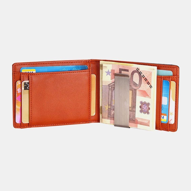 Mężczyźni Faux Leather Retro Business Anti-theft Multi-slot Posiadacz Karty Portfel Klip Na Pieniądze