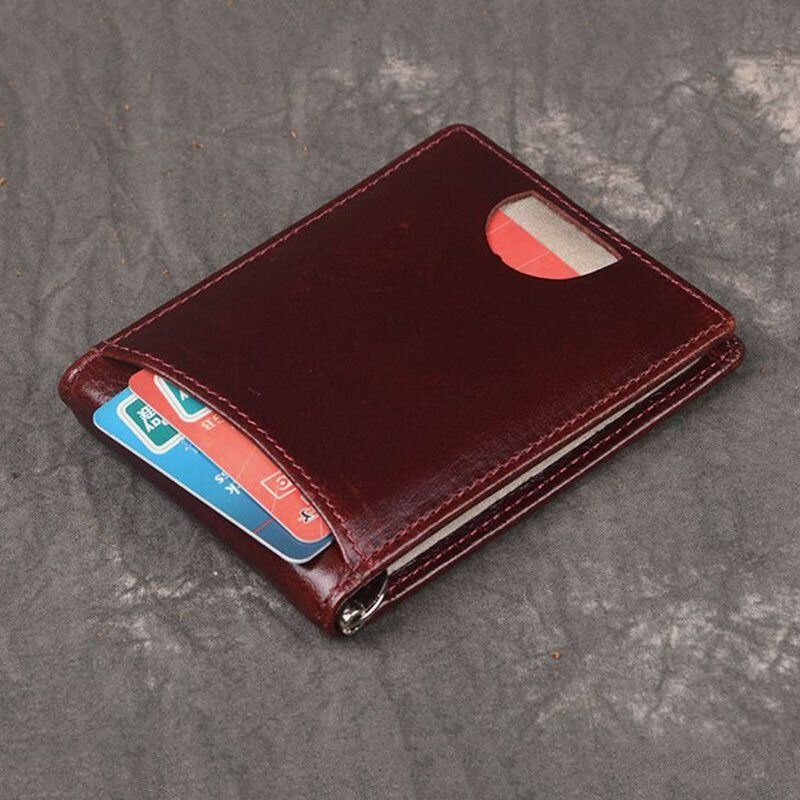 Mężczyźni Prawdziwa Skóra Anti-theft Antimagnetic Swipe Easy Carry Card Bag Portfel Na Pieniądze