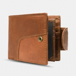 Mężczyźni Prawdziwa Skóra Bifold Anti-theft Multi-card Slot Retro Casual Card Holder Portfel Na Monety