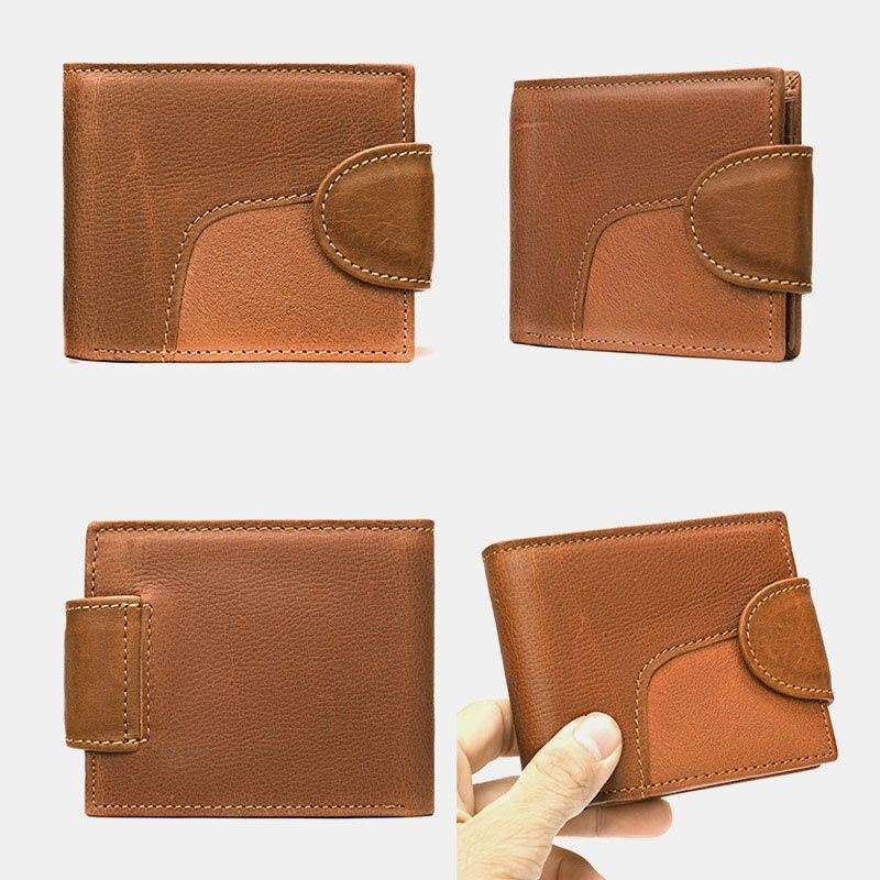 Mężczyźni Prawdziwa Skóra Bifold Anti-theft Multi-card Slot Retro Casual Card Holder Portfel Na Monety