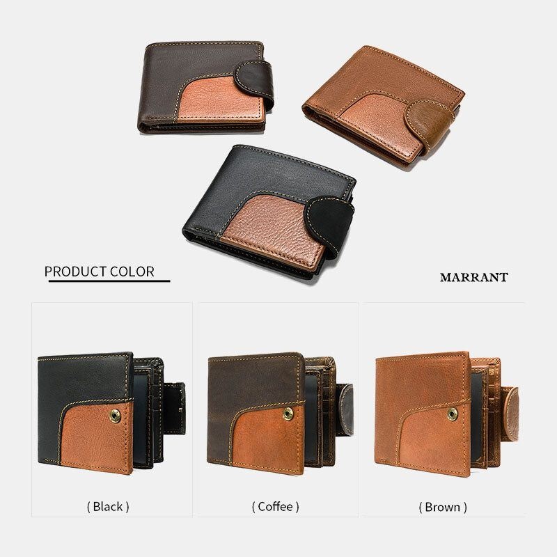 Mężczyźni Prawdziwa Skóra Bifold Anti-theft Multi-card Slot Retro Casual Card Holder Portfel Na Monety