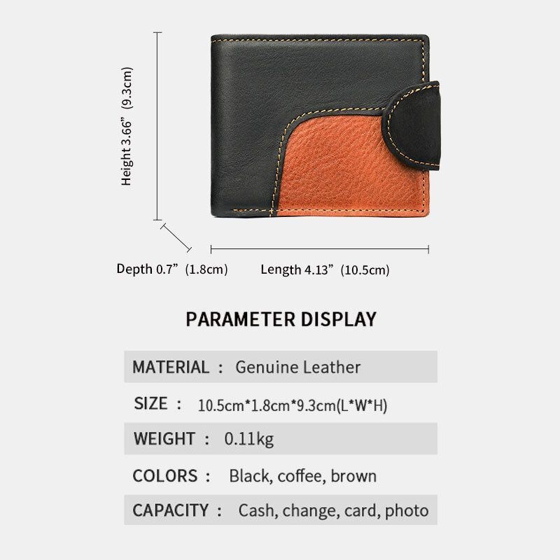 Mężczyźni Prawdziwa Skóra Bifold Anti-theft Multi-card Slot Retro Casual Card Holder Portfel Na Monety