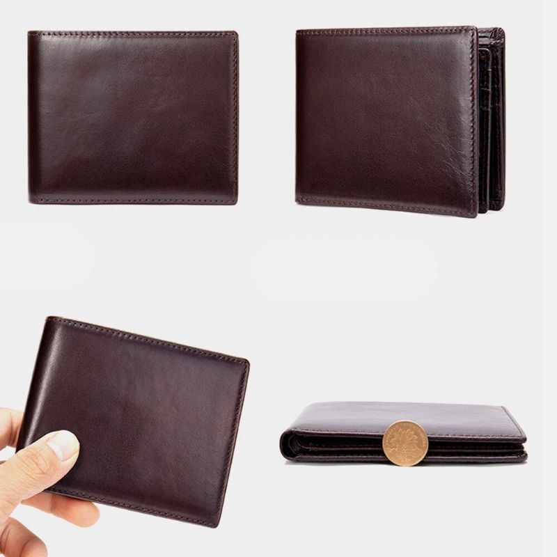 Mężczyźni Prawdziwej Skóry Krótkie Bifold Multi-card Slot Id Portfele Etui Na Karty Pieniądze Klip Monety Kiesy Portfel