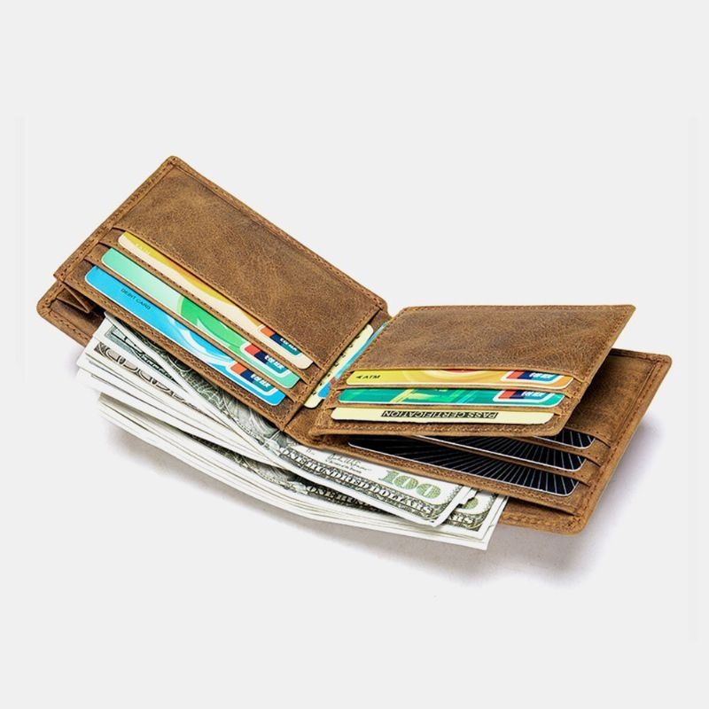 Mężczyźni Prawdziwej Skóry Krótkie Bifold Multi-card Slot Id Portfele Etui Na Karty Pieniądze Klip Monety Kiesy Portfel