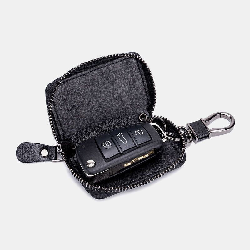 Mężczyźni Prawdziwej Skóry Retro Mini Key Case Torba Duża Pojemność Moda Car Key Brelok Portfel